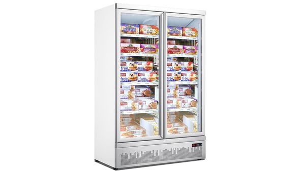 Tiefkühlschrank, Tiefkühlregal, Gefrierschrank "Jumbo" mit 2 Glastüren, 1000 Liter