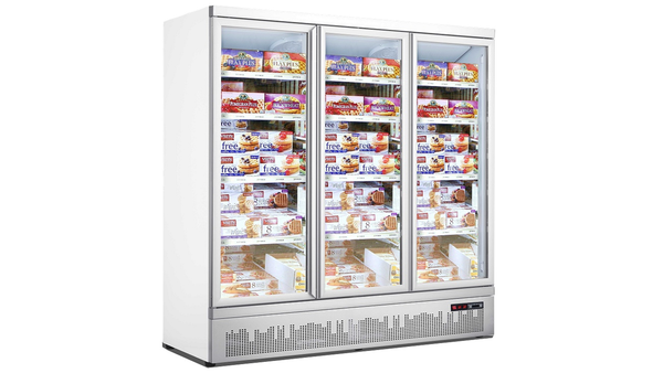 Tiefkühlschrank, Tiefkühlregal, Gefrierschrank "Jumbo" mit 3 Glastüren, 1450 Liter