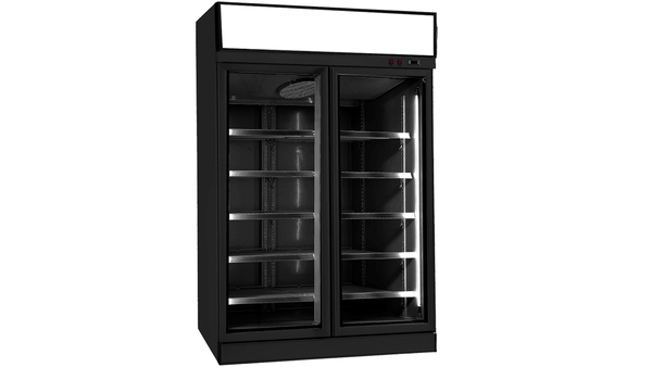 Tiefkühlschrank, Tiefkühlregal, Gefrierschrank "Giga black" mit 2 Glastüren, 1000 Liter