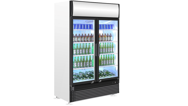 Getränkekühlschrank, Kühlregal, Kühlschrank "Casa" mit 2 Glastüren, 750 Liter, Mit Klapptüren