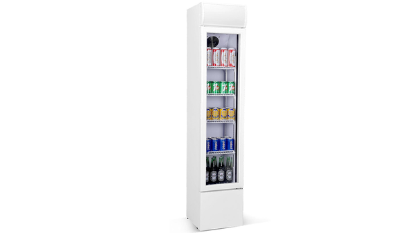 Getränkekühlschrank, Kühlschrank "Schmal", weiß mit Glastür, 105 Liter