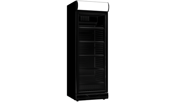 Getränkekühlschrank, Kühlschrank 380 Liter schwarz, mit Glastür, Mit Frontdisplay
