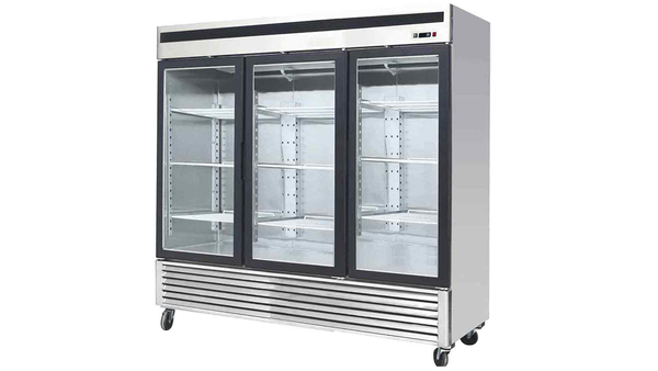 Kühlregal, Kühlschrank "Keno XXL" 2100x810x2110 mm, mit 3 Glastüren, Edelstahl, 2000 Liter