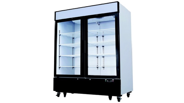 Kühlregal, Kühlschrank "Keno XXL" schwarz, 1380x810x2110 mm, mit 2 Glastüren, 1330 Liter