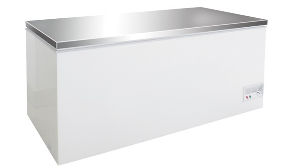 Tiefkühltruhe, Gefriertruhe mit Edelstahl-Deckel, BxTxH: 1850x750/800x880 mm, weiß
