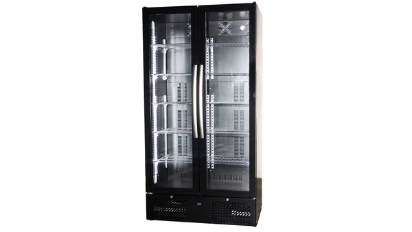 Barkühler, Barkühlschrank, Getränkekühlschrank, mit 2 Glastüren, 460 Liter, schwarz